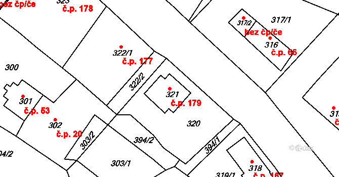Citice 179 na parcele st. 321 v KÚ Citice, Katastrální mapa