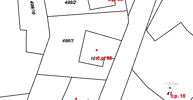 Ještětice 65, Solnice na parcele st. 101 v KÚ Ještětice, Katastrální mapa