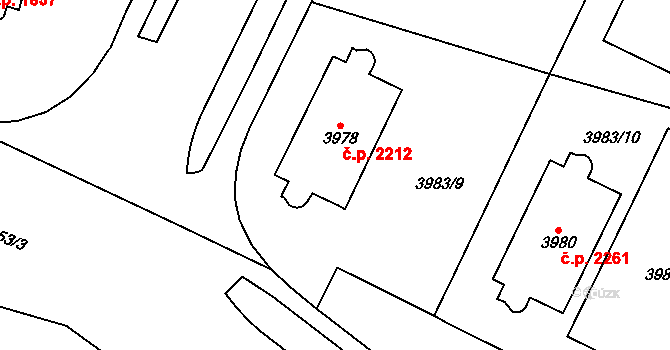 Vinohrady 2212, Praha na parcele st. 3978 v KÚ Vinohrady, Katastrální mapa