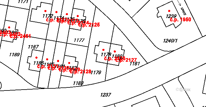 Záběhlice 2126, Praha na parcele st. 1178 v KÚ Záběhlice, Katastrální mapa