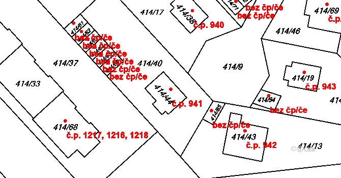 Doubravka 941, Plzeň na parcele st. 414/44 v KÚ Doubravka, Katastrální mapa
