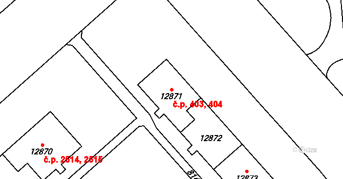 Doudlevce 403,404, Plzeň na parcele st. 12871 v KÚ Plzeň, Katastrální mapa