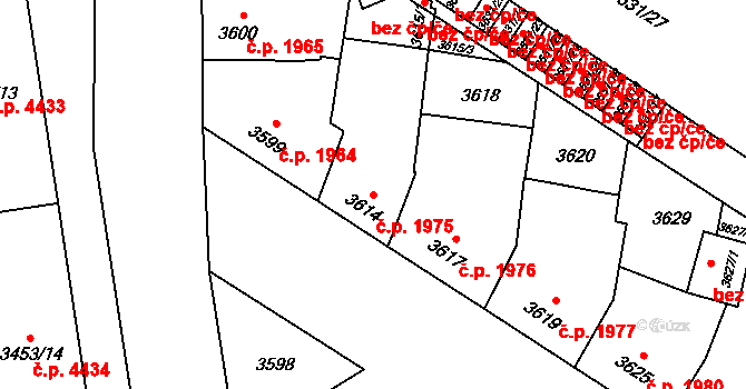 Prostějov 1975 na parcele st. 3614 v KÚ Prostějov, Katastrální mapa