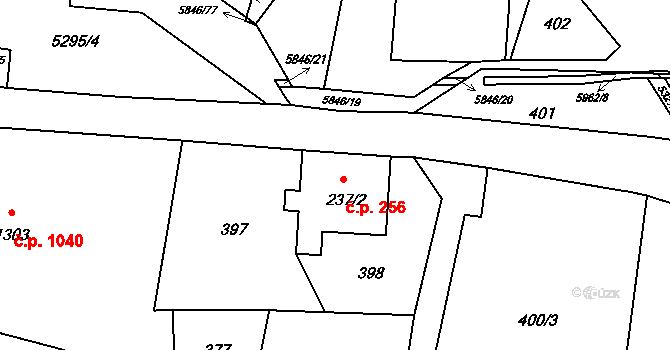Mikulášovice 256 na parcele st. 237/2 v KÚ Mikulášovice, Katastrální mapa
