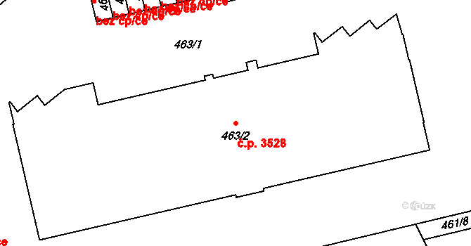 Rýnovice 3528, Jablonec nad Nisou na parcele st. 463/2 v KÚ Rýnovice, Katastrální mapa