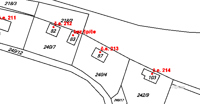 Chlístov 213, Hořičky na parcele st. 87 v KÚ Chlístov u Hořiček, Katastrální mapa