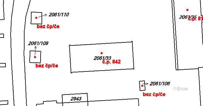 České Budějovice 2 842, České Budějovice na parcele st. 2061/33 v KÚ České Budějovice 2, Katastrální mapa