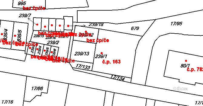 Michálkovice 163, Ostrava na parcele st. 239/1 v KÚ Michálkovice, Katastrální mapa