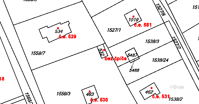 Chyňava 40580318 na parcele st. 532 v KÚ Chyňava, Katastrální mapa