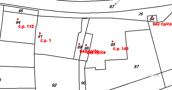 Velké Hostěrádky 40794318 na parcele st. 86 v KÚ Velké Hostěrádky, Katastrální mapa