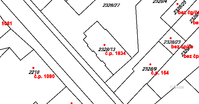 Mikulov 1834 na parcele st. 2328/13 v KÚ Mikulov na Moravě, Katastrální mapa