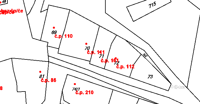 Kobeřice u Brna 161 na parcele st. 71 v KÚ Kobeřice u Brna, Katastrální mapa