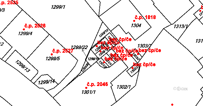 Teplice 45116318 na parcele st. 1299/18 v KÚ Teplice, Katastrální mapa