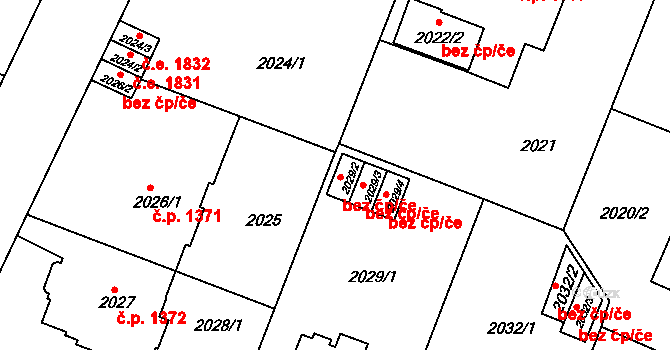 Teplice 45122318 na parcele st. 2029/2 v KÚ Teplice, Katastrální mapa