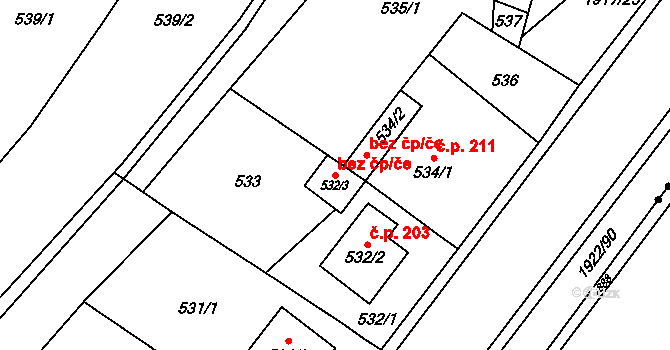 Vsetín 45672318 na parcele st. 532/3 v KÚ Jasenka, Katastrální mapa