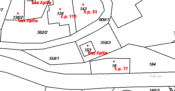 Hronov 46499318 na parcele st. 153 v KÚ Rokytník, Katastrální mapa