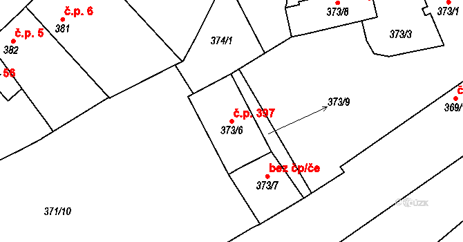 Třebestovice 397 na parcele st. 373/6 v KÚ Třebestovice, Katastrální mapa