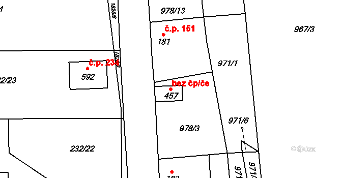 Bratronice 49294318 na parcele st. 457 v KÚ Bratronice u Kladna, Katastrální mapa