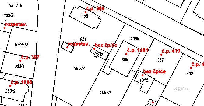 Hluboká nad Vltavou 49844318 na parcele st. 1020 v KÚ Hluboká nad Vltavou, Katastrální mapa