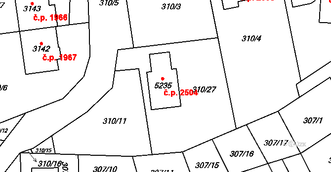 Blansko 2504 na parcele st. 5235 v KÚ Blansko, Katastrální mapa