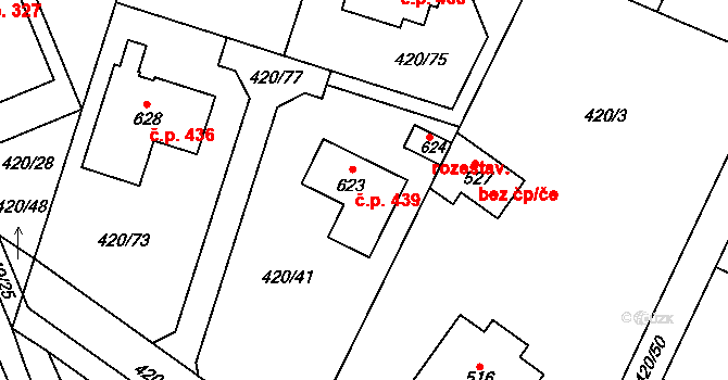 Nemošice 439, Pardubice na parcele st. 623 v KÚ Nemošice, Katastrální mapa
