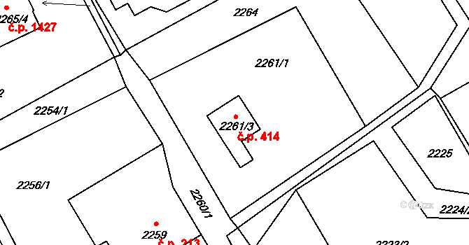 Dolní Suchá 414, Havířov na parcele st. 2261/3 v KÚ Dolní Suchá, Katastrální mapa