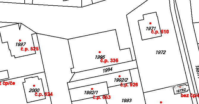 Bludov 336 na parcele st. 1995 v KÚ Bludov, Katastrální mapa