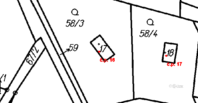 Mojkov 16, Vlachovo Březí na parcele st. 17 v KÚ Mojkov, Katastrální mapa
