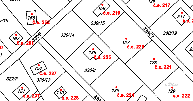 Klokočovská Lhotka 225, Klokočov na parcele st. 138 v KÚ Klokočov, Katastrální mapa