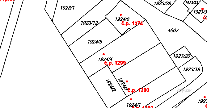 Holešov 1299 na parcele st. 1924/4 v KÚ Holešov, Katastrální mapa