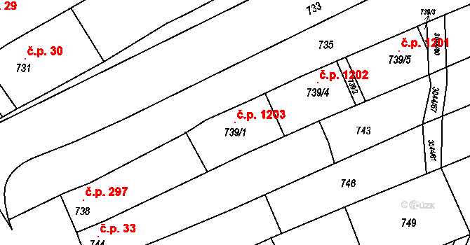 Nivnice 1203 na parcele st. 739/1 v KÚ Nivnice, Katastrální mapa