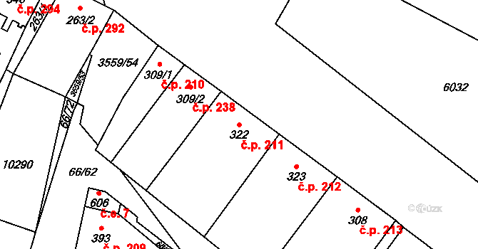Hrabětice 211 na parcele st. 322 v KÚ Hrabětice, Katastrální mapa
