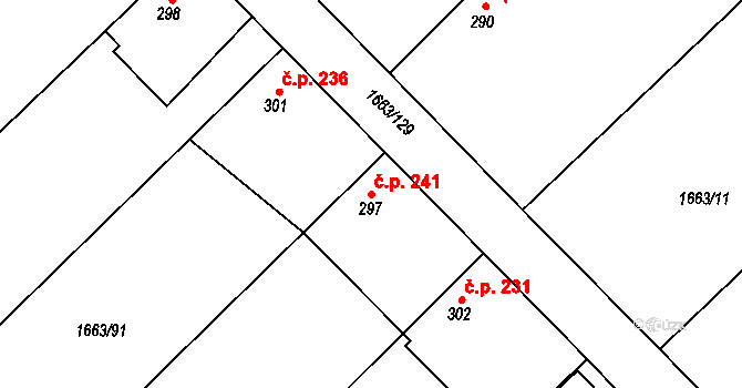 Chotusice 241 na parcele st. 297 v KÚ Chotusice, Katastrální mapa
