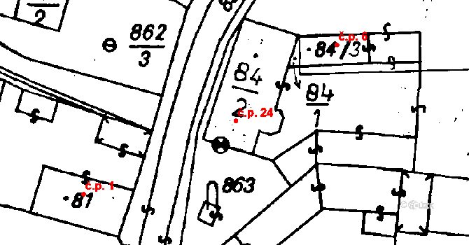 Vysoká 24, Suchdol na parcele st. 84/2 v KÚ Suchdol u Kutné Hory, Katastrální mapa
