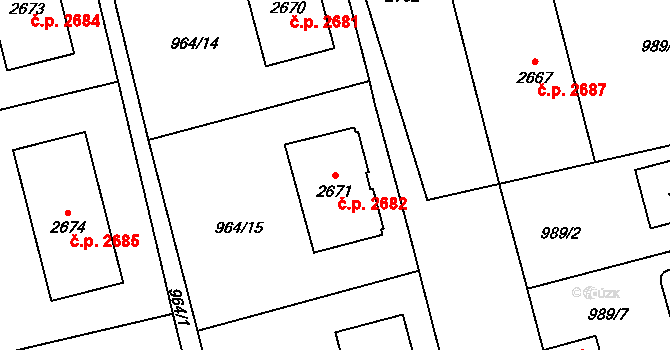 Jablonec nad Nisou 2682 na parcele st. 2671 v KÚ Jablonec nad Nisou, Katastrální mapa