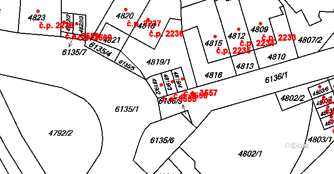 Jihlava 3556 na parcele st. 4819/3 v KÚ Jihlava, Katastrální mapa