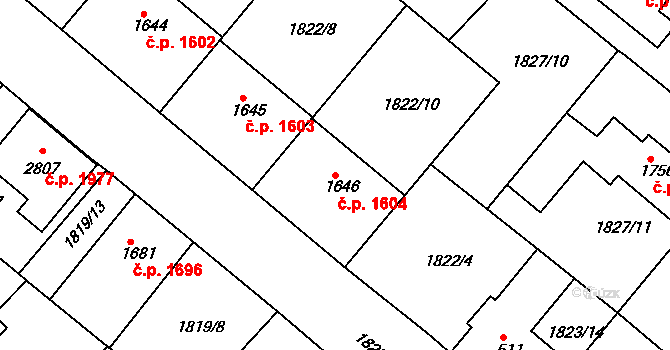 Tišnov 1604 na parcele st. 1646 v KÚ Tišnov, Katastrální mapa