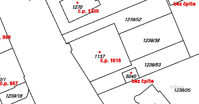 Šumperk 1016 na parcele st. 1137 v KÚ Šumperk, Katastrální mapa