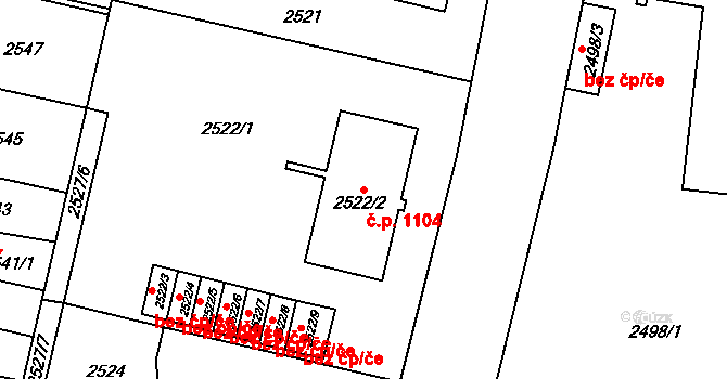 Předměstí 1104, Moravská Třebová na parcele st. 2522/2 v KÚ Moravská Třebová, Katastrální mapa