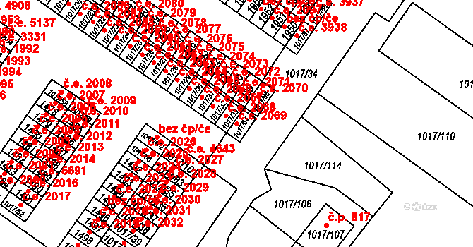 Bukov 2069, Ústí nad Labem na parcele st. 1017/64 v KÚ Bukov, Katastrální mapa