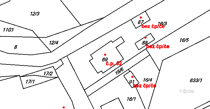 Sousedovice 52 na parcele st. 69 v KÚ Sousedovice, Katastrální mapa