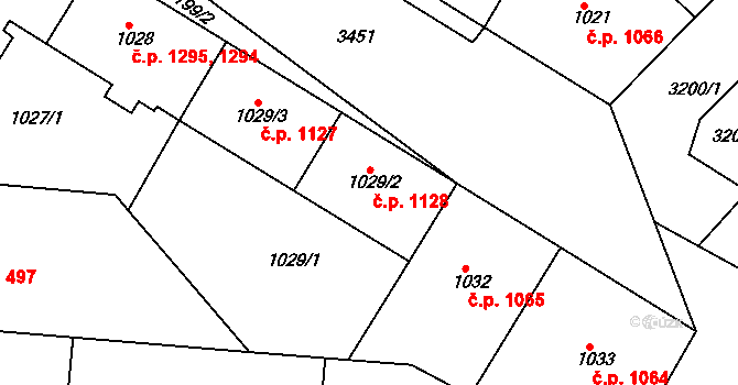 Michle 1128, Praha na parcele st. 1029/2 v KÚ Michle, Katastrální mapa