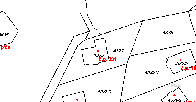 Jirkov 631 na parcele st. 4376 v KÚ Jirkov, Katastrální mapa