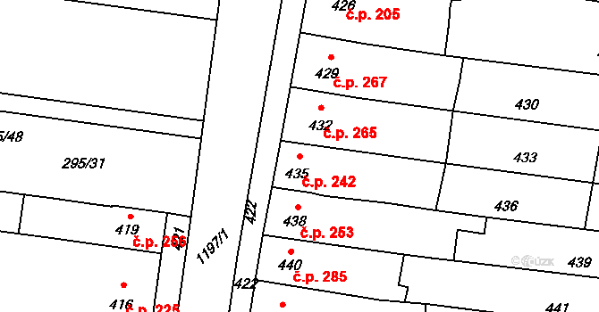 Opatovice 242 na parcele st. 435 v KÚ Opatovice u Rajhradu, Katastrální mapa