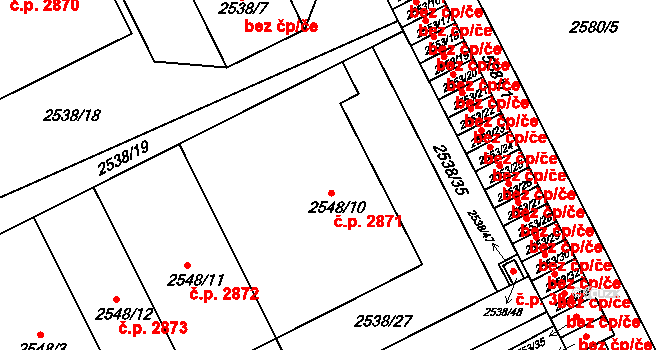 Přerov I-Město 2871, Přerov na parcele st. 2548/10 v KÚ Přerov, Katastrální mapa