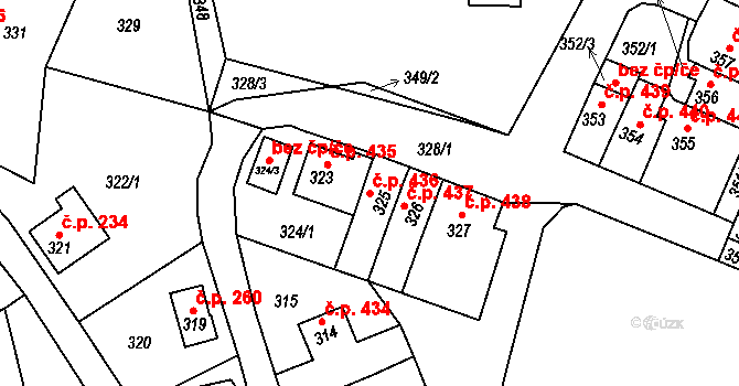 Děčín XXXII-Boletice nad Labem 436, Děčín na parcele st. 325 v KÚ Boletice nad Labem, Katastrální mapa