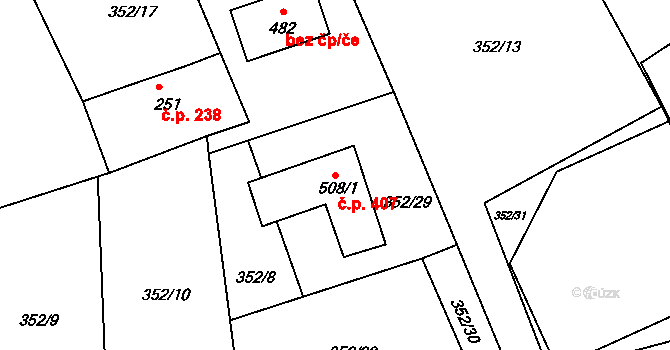 Dolní Poustevna 407 na parcele st. 508/1 v KÚ Dolní Poustevna, Katastrální mapa