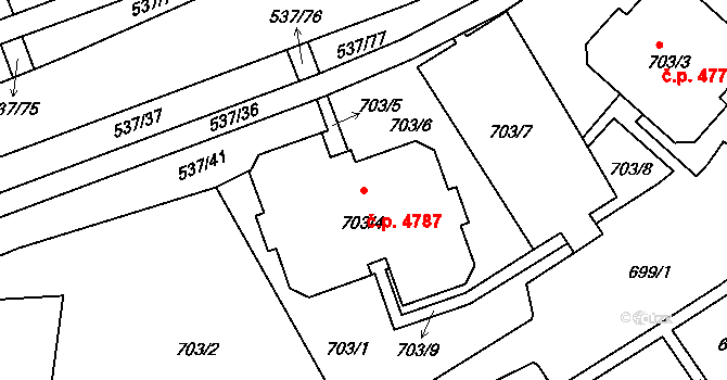 Proseč nad Nisou 4787, Jablonec nad Nisou na parcele st. 703/4 v KÚ Proseč nad Nisou, Katastrální mapa
