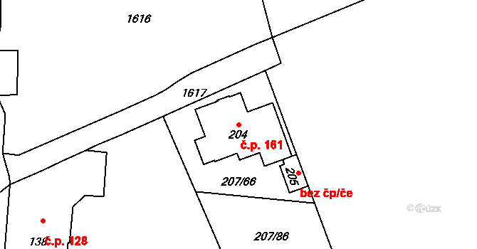 Skočice 161, Přeštice na parcele st. 204 v KÚ Skočice u Přeštic, Katastrální mapa
