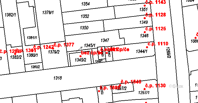 Šlapanice 581 na parcele st. 1348/2 v KÚ Šlapanice u Brna, Katastrální mapa